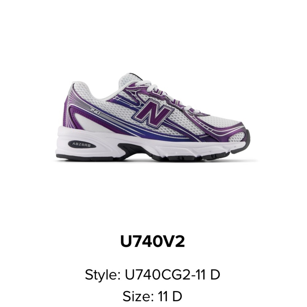New Balance 740 V2 Purple White U740CG2 Size 11 D